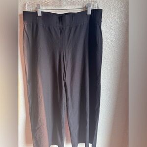 Eileen Fisher black elastic waistband wide legpants Sz M casual travel vacation